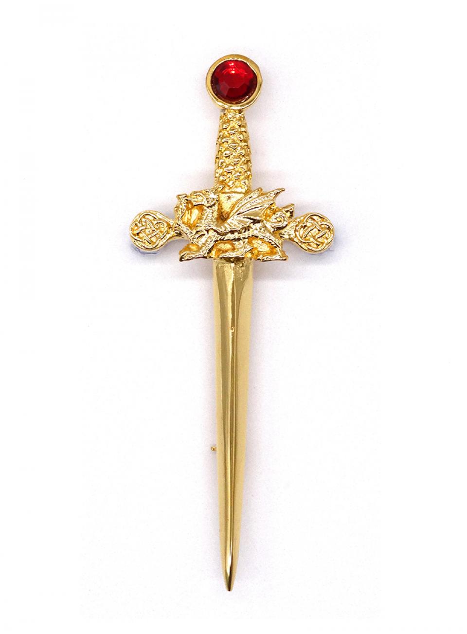 Gold Dragon Sword Kilt Pin