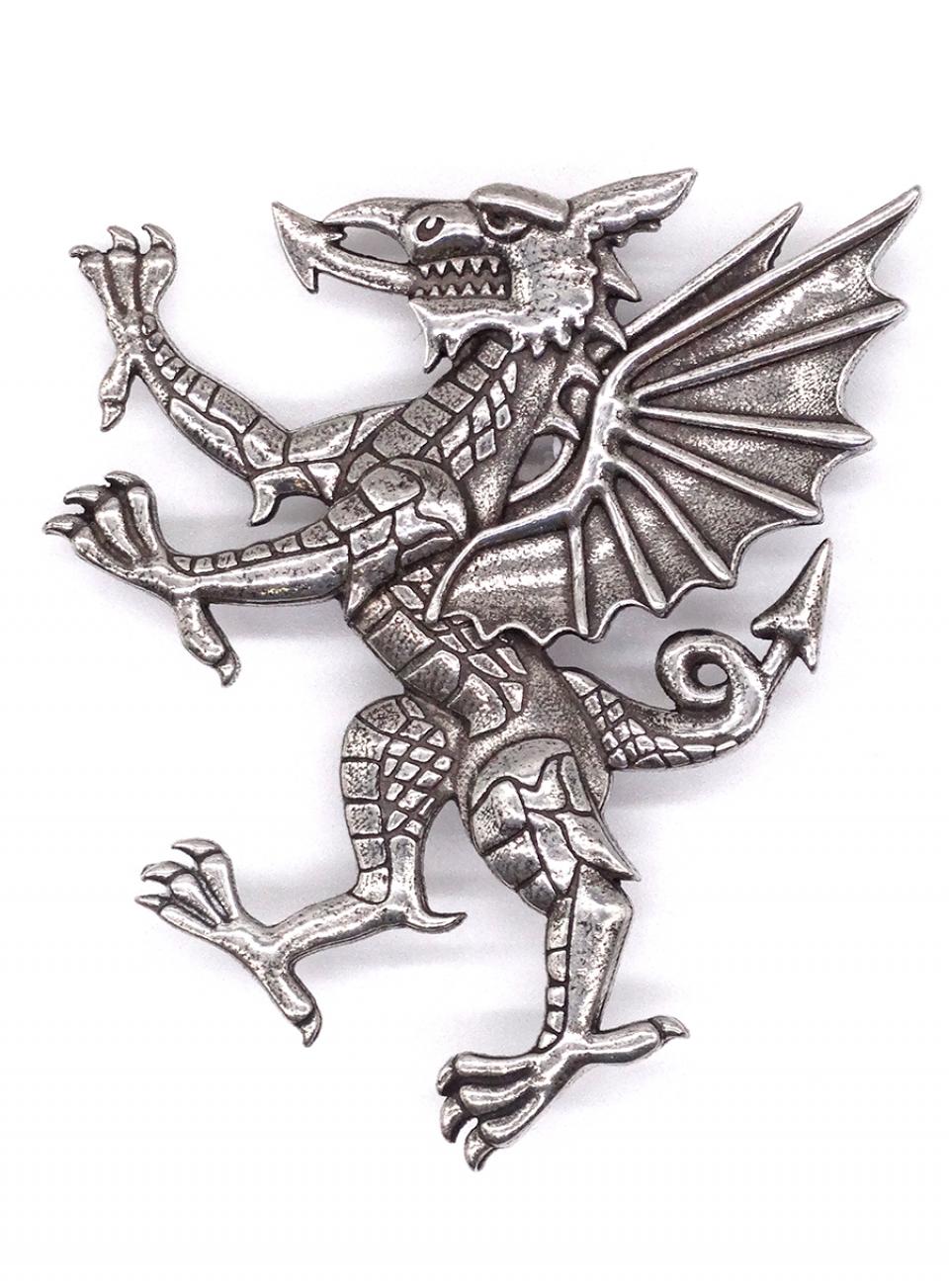 Pewter Dragon Rampant Kilt Pin