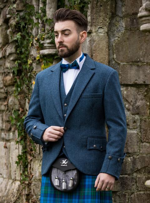 Blue Tweed Argyle Jacket & Vest