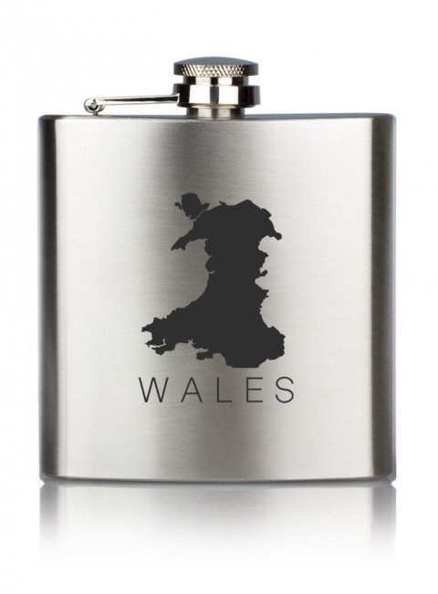 Wales Map Hip Flask