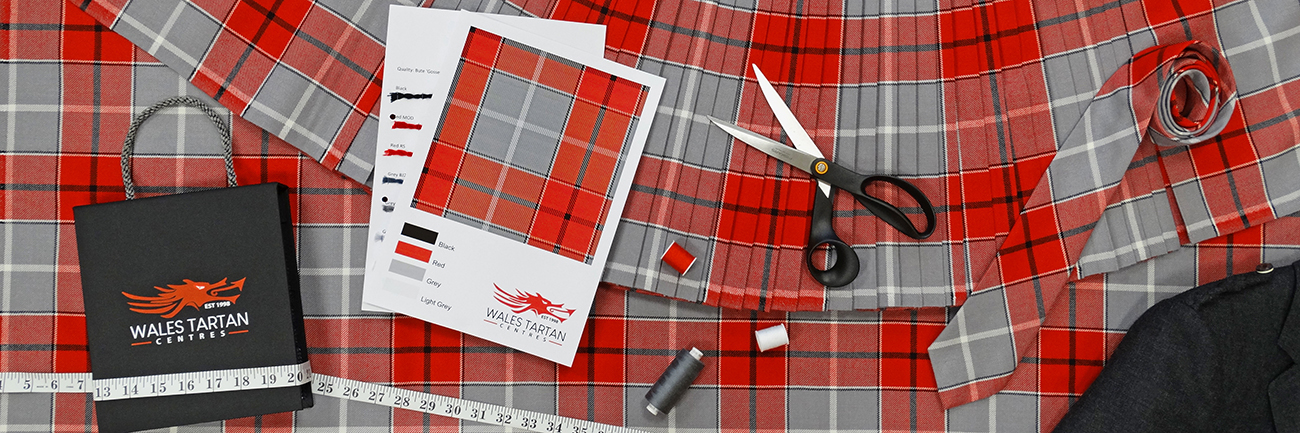 Bespoke red & grey tartan with accessories